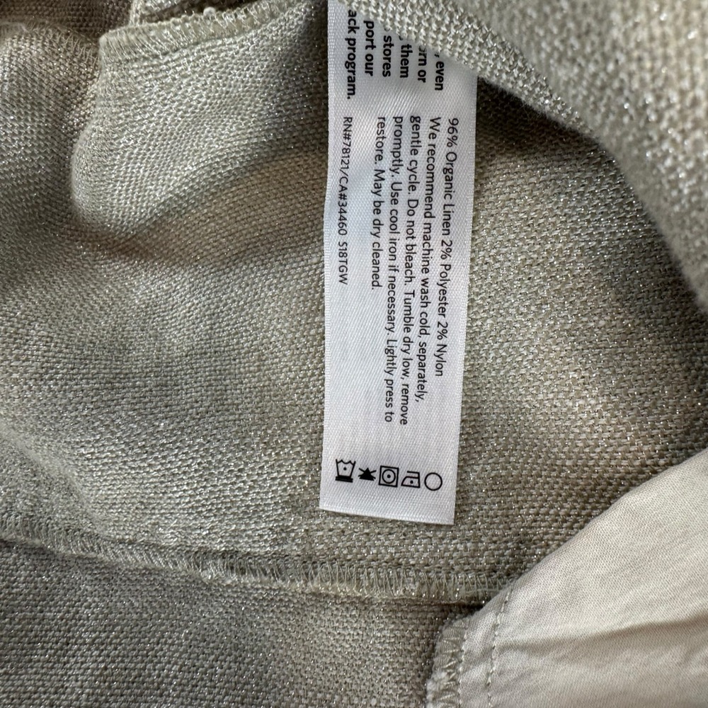 Eileen Fisher‎ Petite Silver Metallic Organic Linen Shift Dress PM PM/PM S18TGW - Picture 6 of 8